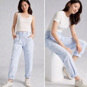 Maeve Anthropologie Cargo Pants Womens 8 Blue Utility Poplin Elastic Waist